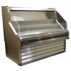 image of Howard-McCray R-OS30E-4-S-LED 51'' Horizontal Open Impulse Merchandiser, Stainless Steel, Remote Refrigeration, 3 Shelves, w/ LED Lighting