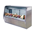 image of Howard-McCray SC-CFS32E-6-S-LED 74" Self-Contained Straight Glass Seafood / Poultry Display Case, 1/4 hp - 3 pans, 34,5 cu. ft. - Stainless Steel