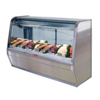 image of Howard-McCray SC-CFS32E-6C-S-LED 74" Self-Contained Curved Glass Fish / Poultry Service Case, 1/4 hp - 3pans, 34,5 cu. ft. - White