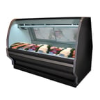 image of Howard-McCray SC-CFS40E-4C-BE-LED 51-1/2" Self-Contained Curved Glass Deli Seafood / Poultry Display Case, 1/4 hp - 2 pans, 24,5 cu. ft. - Black