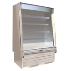 image of Howard-McCray SC-OD35E-4S-S-LED 51'' Vertical Dairy Open Air Merchandiser, Stainless Steel, Self-Contained, 4 Shelves, w/ LED Lighting, Sloped End Panels