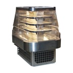 image of Howard-McCray SC-OD42I-7-S-LED 84'' Island Open Air Merchandiser, Stainless Steel, Self-Contained, 3 Shelves, w/ LED Lighting