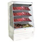 image of Howard-McCray SC-OM30E-5-LED 63'' Vertical Meat Open Merhandiser in White, Self-Contained, 3 Shelves, w/ LED Lighting