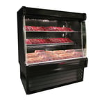 image of Howard-McCray SC-OM35E-4L-B-LED 51'' Vertical Packaged Meats Open Merhandiser in Black, Self-Contained, 2 Shelves, Low Profile, w/ LED Lighting