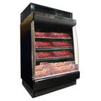 image of Howard McCray SC-OM35E-4L-LB-B 51" Vertical Packaged Meats Low-Base Open Merhandiser in Black, Self-Contained, 3 Shelves, w/ LED Lighting