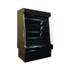 image of Howard-McCray SC-OM35E-6S-B-LED 75'' Vertical Packaged Meats Open Merhandiser in Black, Self-Contained, 4 Shelves, w/ LED Lighting, Sloped End Panels