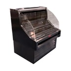 image of Howard-McCray SC-OS35E-3C-B-LED 39" Horizontal Impluse Open Merchandiser in Black, Curved End Panels, Self-Contained, 2 Shelves, Low Profile, w/ LED Lighting
