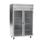 image of Beverage Air HRP2HC-1G 52" Two Section Reach-In Refrigerator w/ 2 Glass Full Doors, Top Mounted, 1/3 hp, 47 cu. ft.