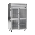 image of Beverage Air HRPS2HC-1HG 52" Two Section Reach-In Refrigerator w/ 4 Glass Half Doors, Top Mounted, 1/3 hp, 47 cu. ft.