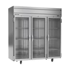 image of Beverage Air HRPS3HC-1G 78" Three Section Reach-In Refrigerator w/ 3 Glass Full Doors, Top Mounted, 1/3 hp, 71.5 cu. ft.