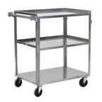 image of Hubert 21170 3-Shelf Stainless Steel Utility Cart - 30-3/4" x 18-2/5" x 33"