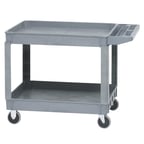 image of Hubert 44683 Grey 2-Shelf Plastic Large Utility Tub Cart - 46"L x 26"W x 33 1/2"H