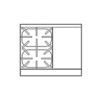 image of Imperial IHR-2-1HT-XB 36" Gas Heavy Duty Range w/ (2) Open Burners, (1) Hot Top, (1) Cabinet Base, 110.000 BTU