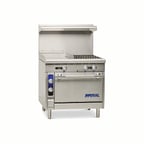 image of Imperial IHR-G18-2-C 36" Gas Heavy Duty Range w/ (2) Open Burners, 18" Griddle, (1) Convection Oven, 155.000 BTU