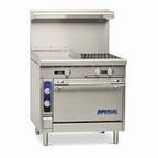 image of Imperial IHR-G18-2-XB 36" Gas Heavy Duty Range w/ (2) Open Burners, 18" Griddle, (1) Open Cabinet Base, 120.000 BTU