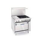 image of Imperial IR-4-G12 36" Gas Restaurant Range w/ (4) Open Burners, 12" Griddle, (1) Standard Oven, 183.000 BTU 