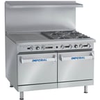 image of Imperial IR-4-G24 48" Gas Restaurant Range, (2) Standard / Space Saver Ovens, (4) Open Burners, (1) 24" Griddle
