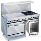 image of Imperial IR-4-G48-C-XB 72" Gas Restaurant Range w/ (4) Open Burners, (1) 48" Griddle, (1) Convection Oven, (1) Cabinet Base, 238.000 BTU