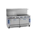 image of Imperial IR-6-G36 72" Gas Restaurant Range w/  (6) Open Burners, 36" Griddle, (2) Standard Ovens, 322.000 BTU