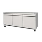image of Infrico USA IUC-UC72R 72" 3-Section Undercounter Refrigerator w/ 3 Doors, 21 cu. ft.