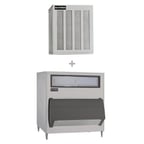 image of Ice-O-Matic MFI0800A/B1600-60 Air Cooled Flake 900 lb Ice Machine with Bin, 1660 lb Storage