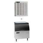 image of Ice-O-Matic MFI0800A/B40PS/KBT19 Air Cooled Flake 900 lb Ice Machine with Bin, 344 lb Storage