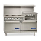 image of Imperial IR-6-RG24-C 60" Gas Restaurant Range w/ (6) Open Burners, 24" Raised Griddle/Broiler, (1) Standard Oven, (1) Convection Oven, 297.000 BTU