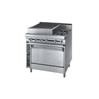 image of Jade JTRH-24B-2-36C 36" Gas Heavy Duty Range w/ (2) Open Burners, 24" Charbroiler, Convection Oven, 160.000 BTU