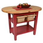 image of John Boos C-ELIP4830175-2S Utility Table w/ 1-3/4" Thick Eliptical Hard Rock Maple Top, Painted Base