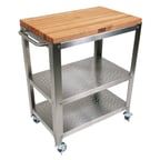 image of John Boos CU-CULART30 Cucina Culinarté Cart w/ Removable Cutting Board Top, Stainless Shelf