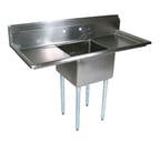 image of John Boos E1S8-1824-14T24-X 66" One Compartment Sink, 18"W x 24"L Bowl With 2 Drainboards