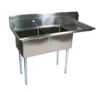 image of John Boos E2S8-1620-12R18-X 52" Two Compartment Sink, 16"W x 20"L Bowl With Right-Hand Drainboard