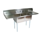 image of John Boos E2S8-18-12T18-X 72" Two Compartment Sink, 18"W x 18"L Bowl With 2 Drainboards