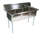 image of John Boos E3S8-1014-10-X 35" Three Compartment Sink, 10"W x 14"L Bowl Without Drainboard