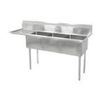 image of John Boos E3S8-1824-14L24-X 80" Three Compartment Sink, 18"W x 24"L Bowl With Left-Hand Drainboard