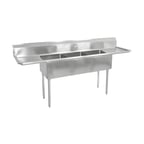 image of John Boos E3S8-1824-14T24-X 102" Three Compartment Sink, 18"W x 24"L Bowl With 2 Drainboards