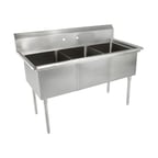 image of John Boos E3S8-24-14-X 77" Three Compartment Sink, 24"W x 24"L Bowl Without Drainboard