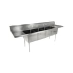 image of John Boos E4S8-1620-14T18-X 100" Four Compartment Sink, 16"W x 20"L Bowl With 2 Drainboards