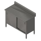 image of John Boos EBHS4R5-30132 132" Cabinet Base Hinged Doors Work Table