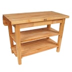image of John Boos KIB04-O Kitchen Island Bar w/ Northern Hard Rock Maple, 2 Slatted Undershelves