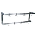 image of John Boos PRW21A 36" Stainless Steel Double Bar Wall Mounted Pot Rack with 6 Double Hooks