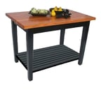 image of John Boos RN-C6036-S Le Classique Table w/ 1 1/2" Thick  Edge Grain Top, 1 Black Slatted Undershelves