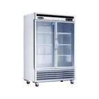 image of Kool-It KBSR-2G 53" Two Section Reach-In Refrigerator w/ 2 Solid Glass, Bottom Mounted, Stainless Steel, 43 cu. ft.