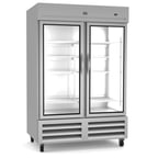 image of Kelvinator KCHRI54R2GDR 53" Two Section Reach-In Refrigerator w/ 2 Glass Doors, Bottom Mount, Stainless Steel, 49 cu. ft.