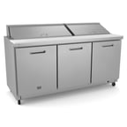 image of Kelvinator KCHST70.18 71" Three Section Sandwich / Salad Prep Table w/ 3 Door, 18 Pans