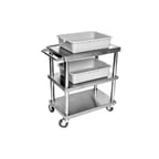 image of Klinger's Trading CS3SM-CART Stainless Steel Utility Bus Cart w/ 250lb. Capacity