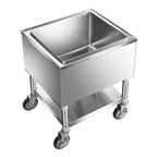 image of Klinger's Trading MIB2421 Stainless Steel Mobile Ice Bin, 26 lb, Silver