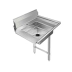 image of Klinger's Trading SDT72R 72" Straight Soiled Dishtable w/ Right Table, Pre-Rinse Sink, 9" Backsplash