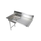 image of Klinger's Trading UDT48R 48" Undercounter Soiled Dishtable w/ Sink On Left, 24" Drainboard