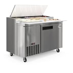 image of Koolmore KM-RPPS-1DSS 50" 1 Door Refrigerated Pizza Prep Table w/ Built-in Cutting Board